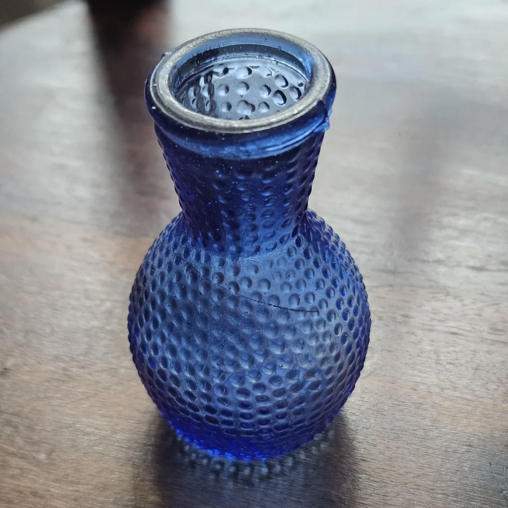 Vintage Cobalt Blue Hobnail Bud Vase Made in Taiwan‎ Mini Shelf Decor